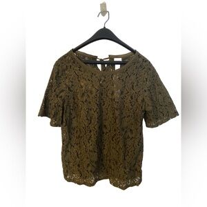 Chicos Olive Foiled Lace Top